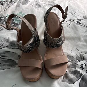 Call It Spring Women's Tan Snake Print Sandals